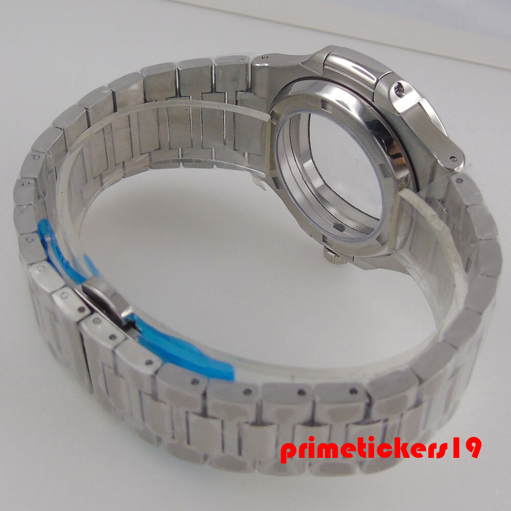 Square Brushed 40mm Watch Case Sapphire Bracelet Dial Hands Set Fit NH35 NH36