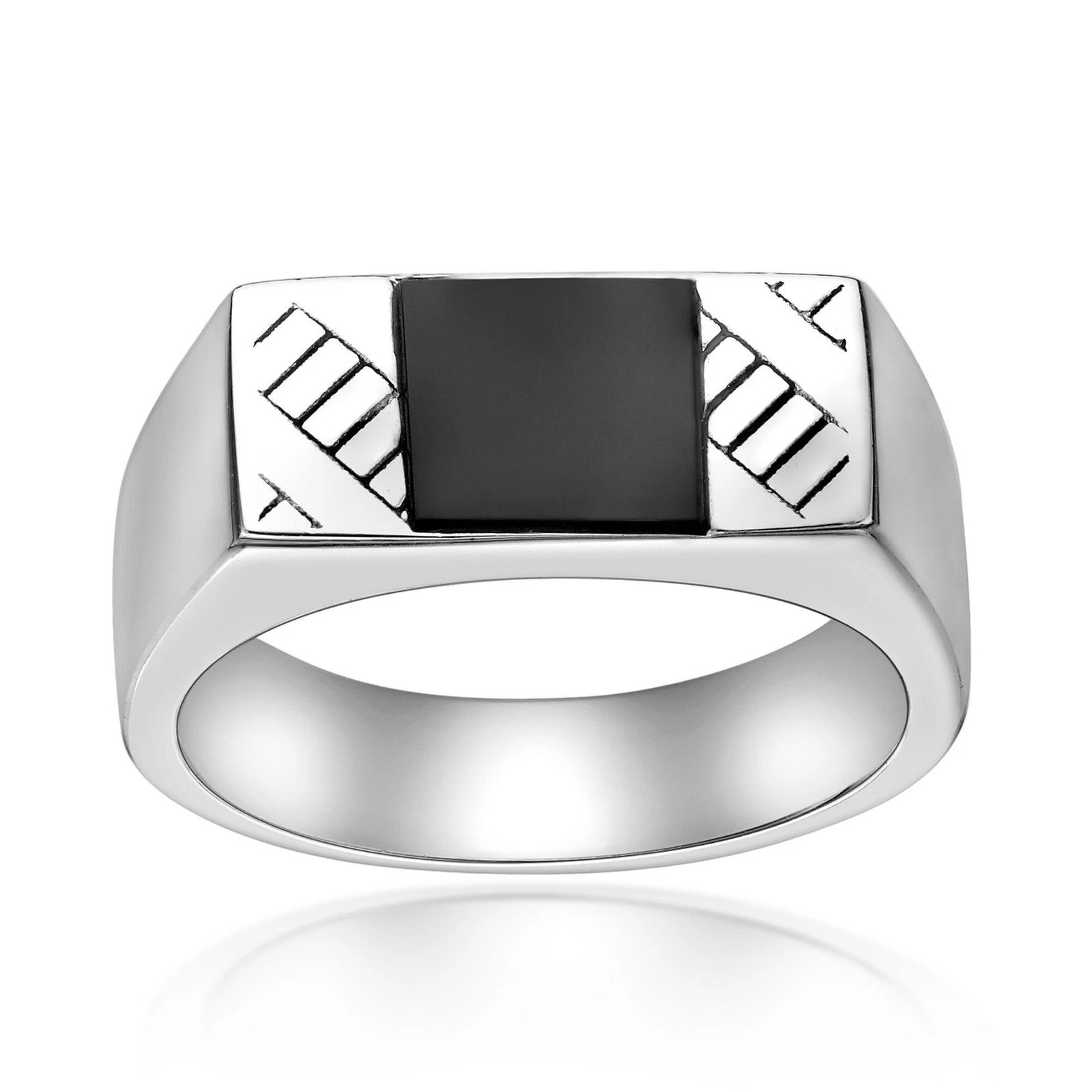 Black Onyx Mens Signet Ring 925 Sterling Silver Ring Party Ring Gift For Him