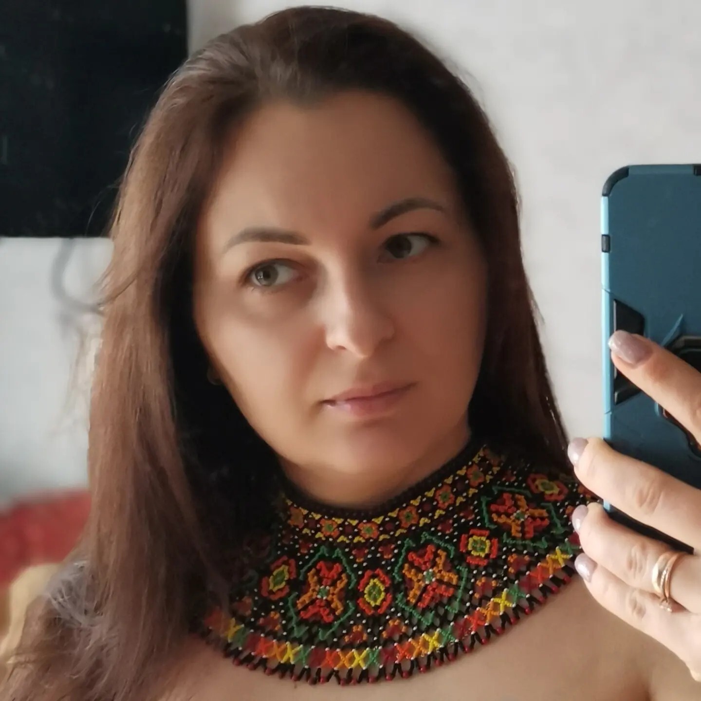 Traditional ukrainian wide beaded necklace collar Seed bead ethnic sylyanka