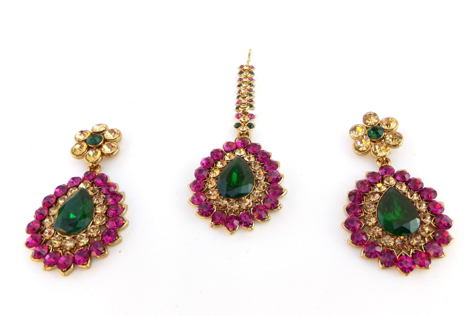 Indian Bollywood Women Tikka Earrings Traditional Set Ethnic Gold Plated Jewelry