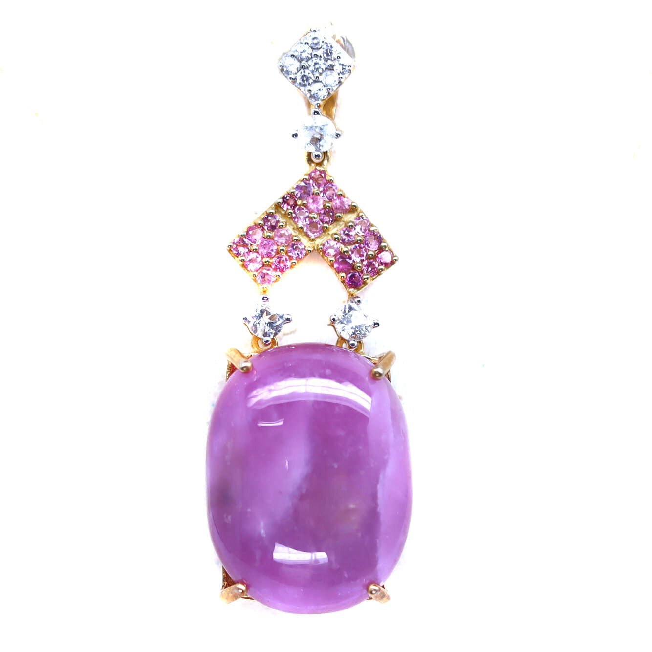 925 Sterling Silver 21 x 28 MM. Pink Ruby, Topaz, Sapphire & Zircon Pendant