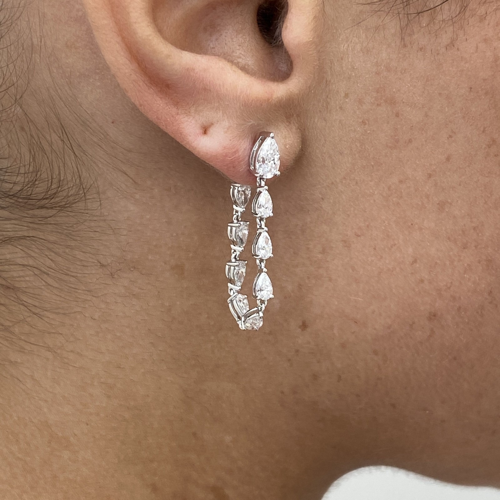 1.50CT Pear Cut Lab Grown Diamond Women’s Drop Dangle Earrings In 14k White Gold