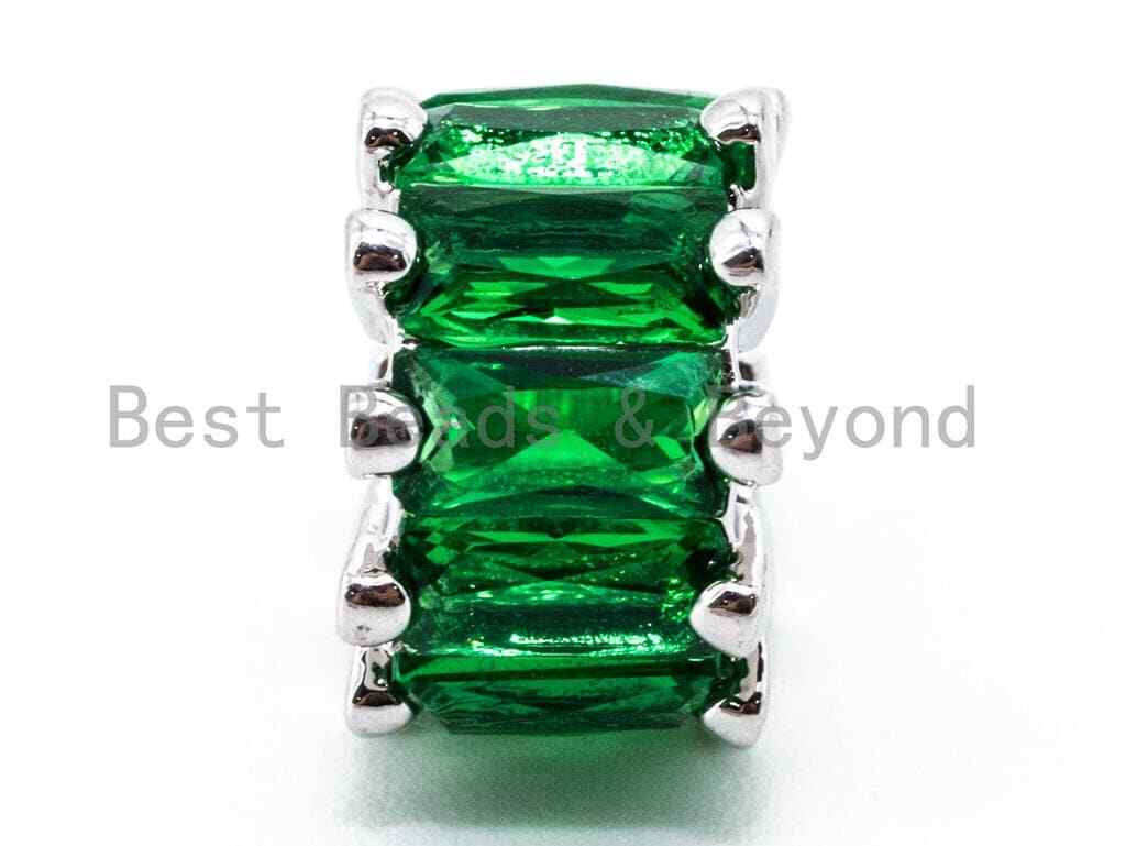 Quality Mixed Color CZ Micro Pave Tube Beads Charm for Jewelry Making, 6x10mm