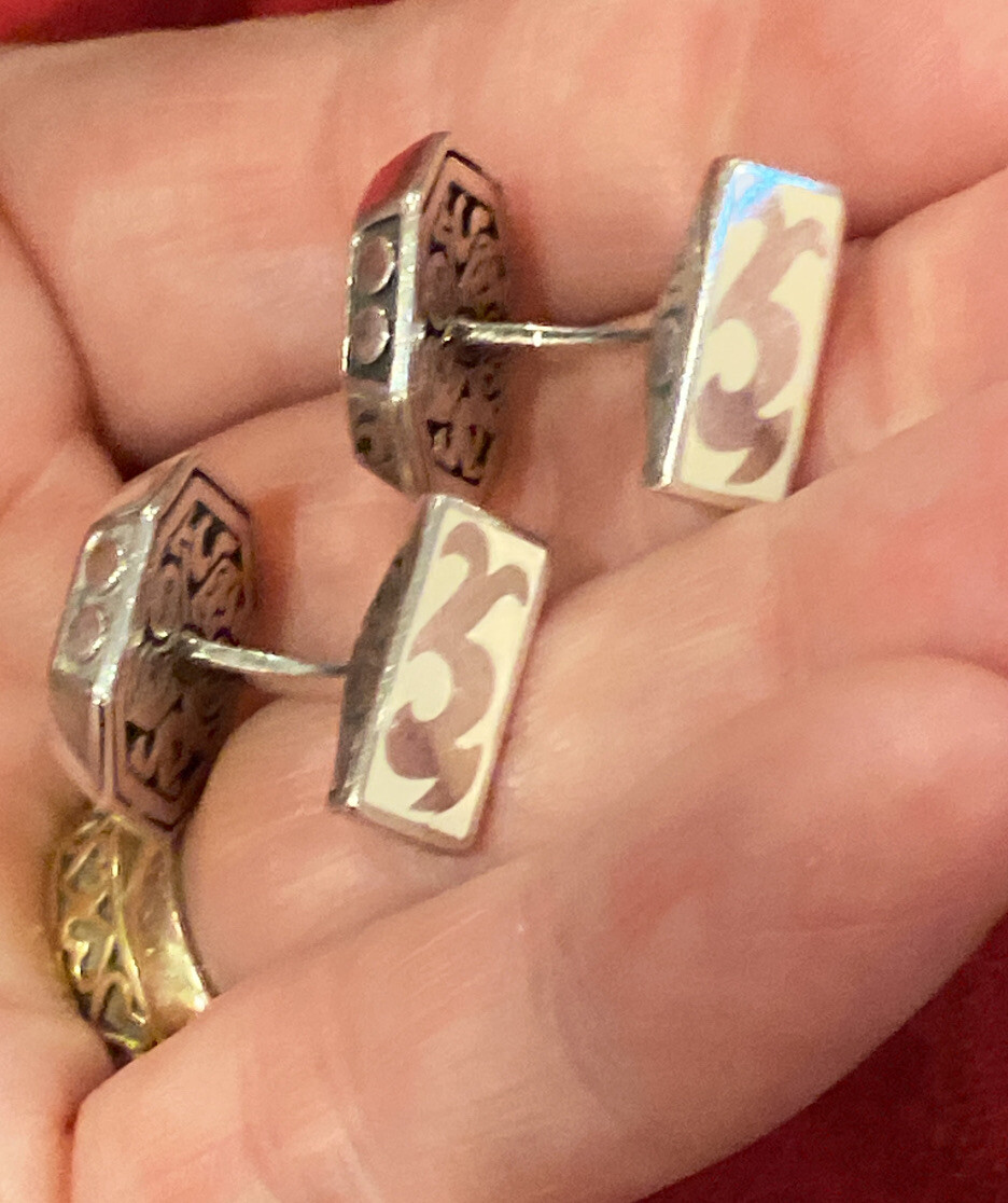 John Hardy Sterling DAYAK Cufflinks Enamel 925 RARE!