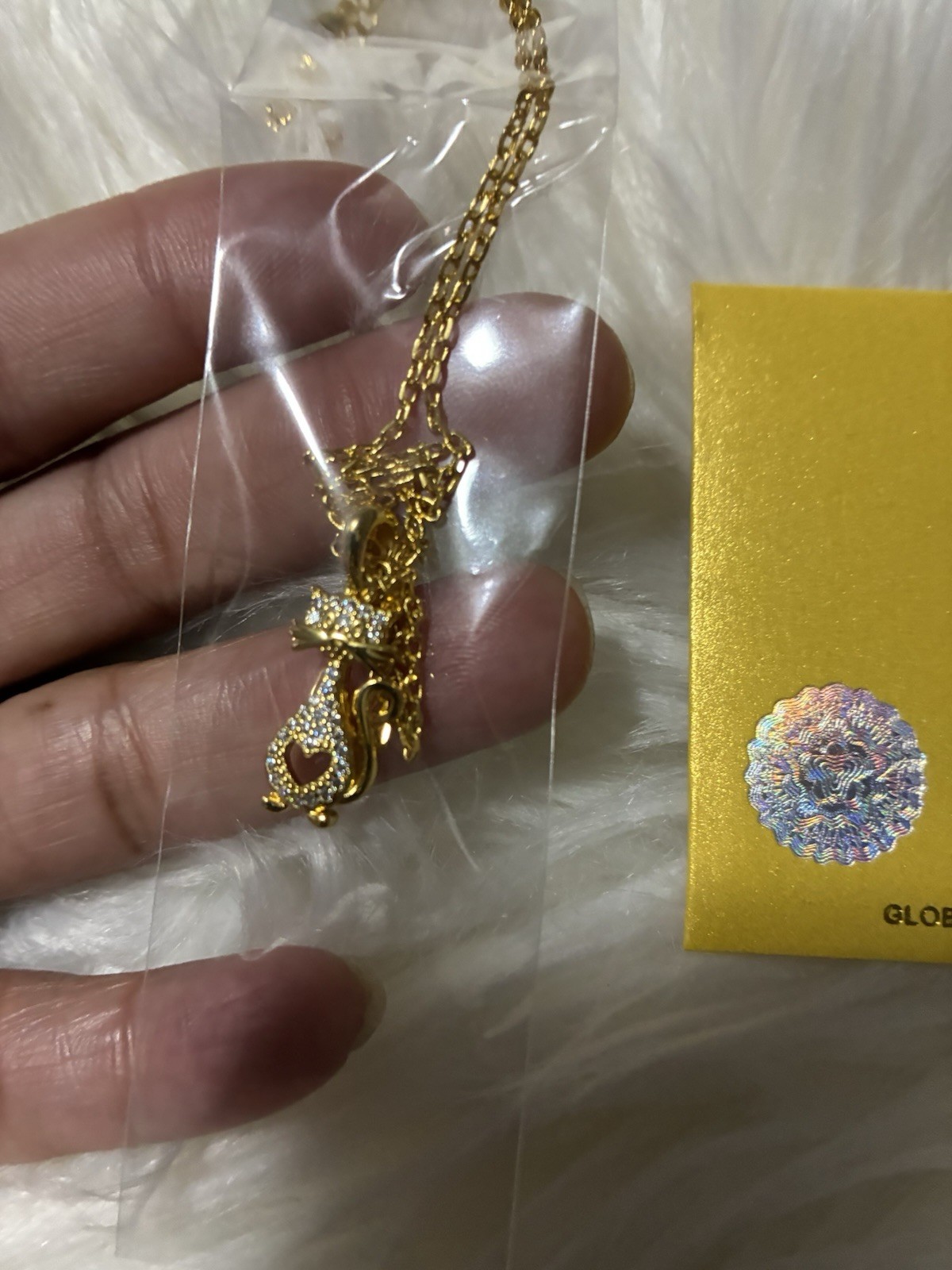 .19ct Moissanite Yellow Gold Over Brass Cat Pendant And Necklace