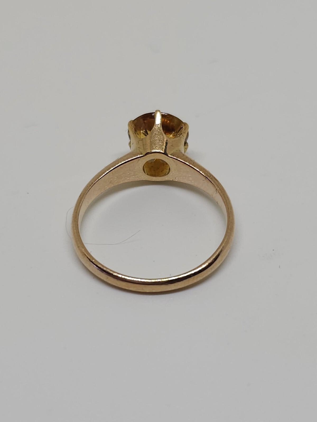 Vintage 12k Rose Gold 7.5 mm Round Citrine Solitaire Ring Size 5.75 2.4 Grams