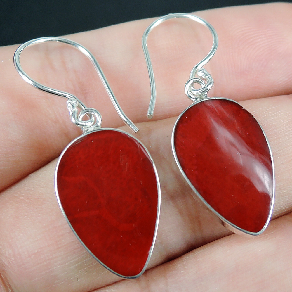 2 in 1 Design 925 Silver Reversible Red Coral & Mother of Pearl Earrings, REV-02