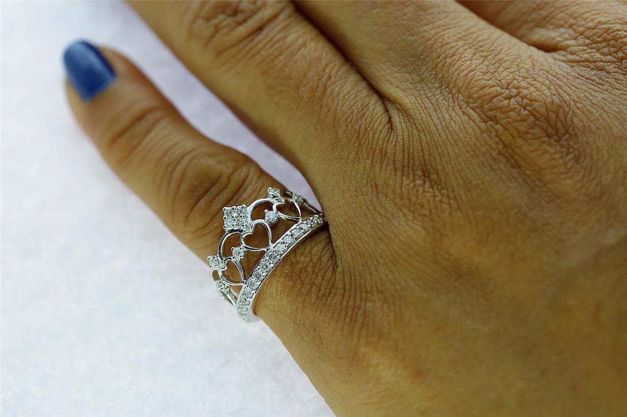 I1 G 0.45 Ct Natural Round Diamond Crown Engagement Ring 14K Solid Gold 11.00 mm