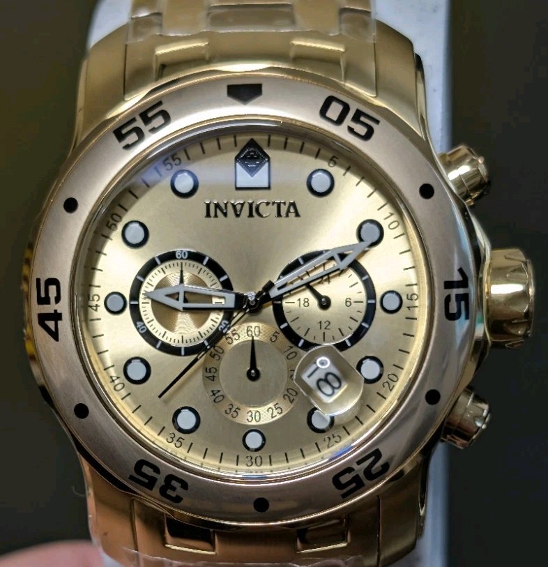 Invicta Pro Diver Scuba Men’s Watch Model 0074 Gold Tone & Champagne Dial 48mm