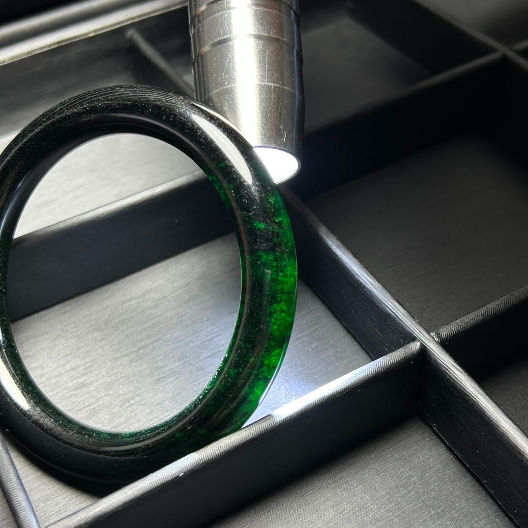 Real Natural Green Atrovirens Jade Jasper Jadeite Bracelets Bangle 61mm