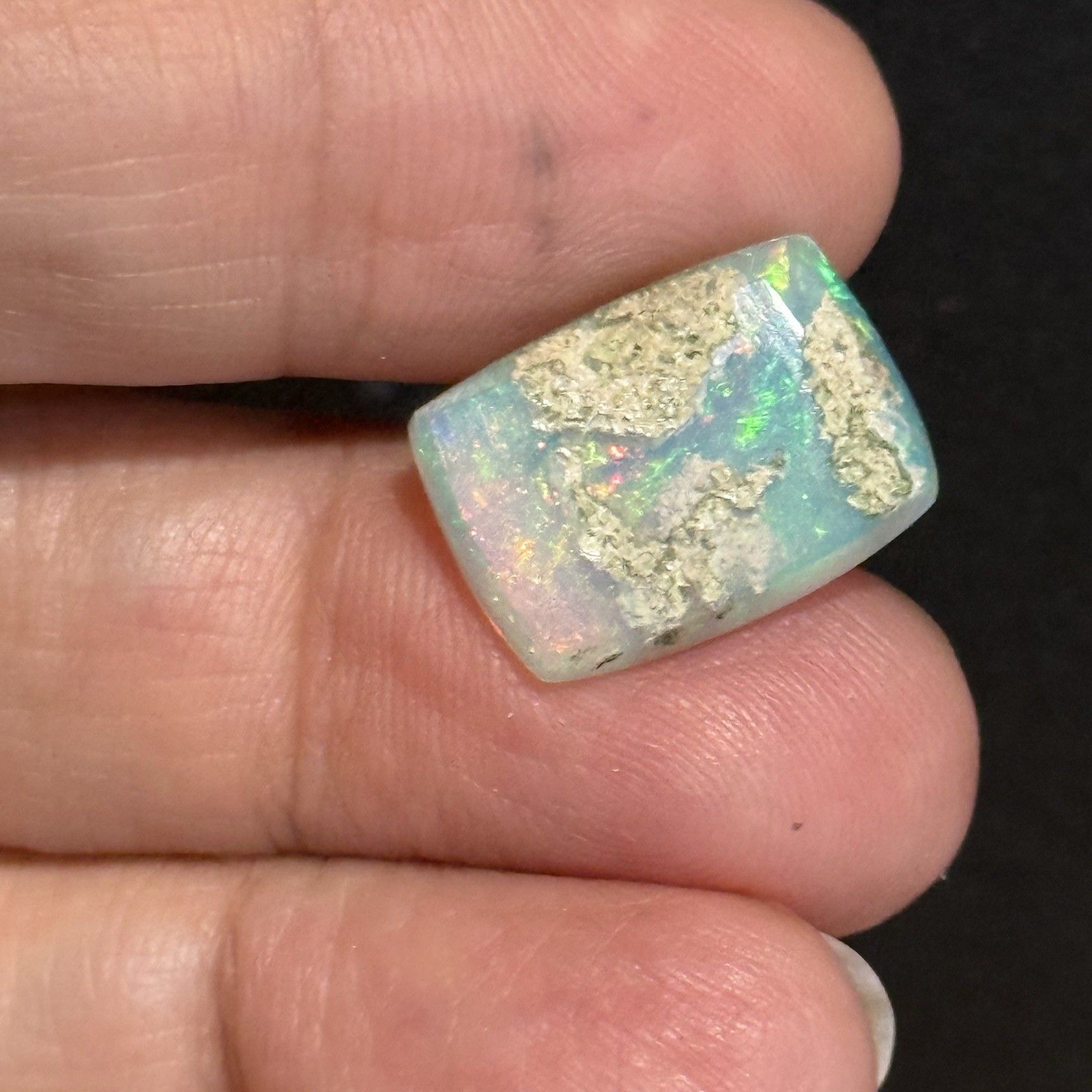 6.5ct 17.2×12.6×5.4mm Stardust Galaxy Ethiopian Welo Opal Cushion Cabochon Gem