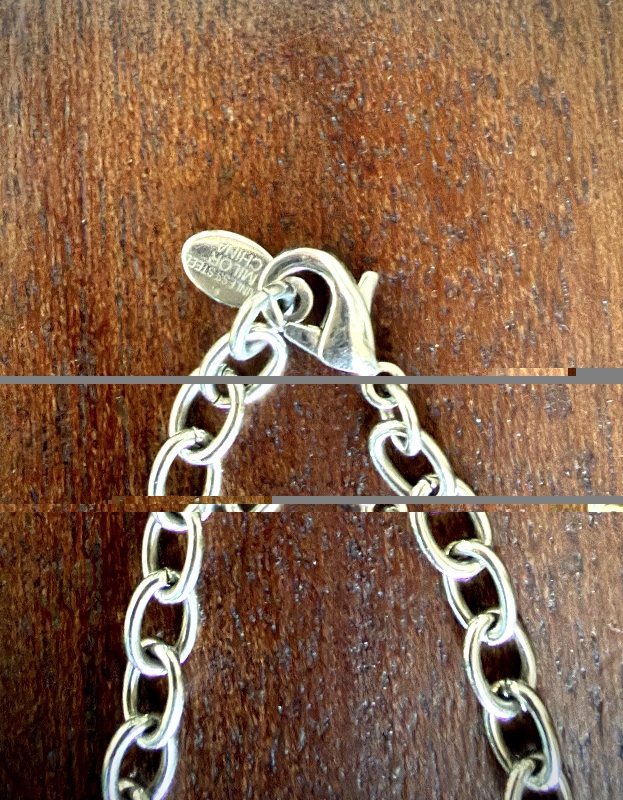 Mixed Metals Heart Charm Necklace Copper Gold Milor Stainless Steel by Design