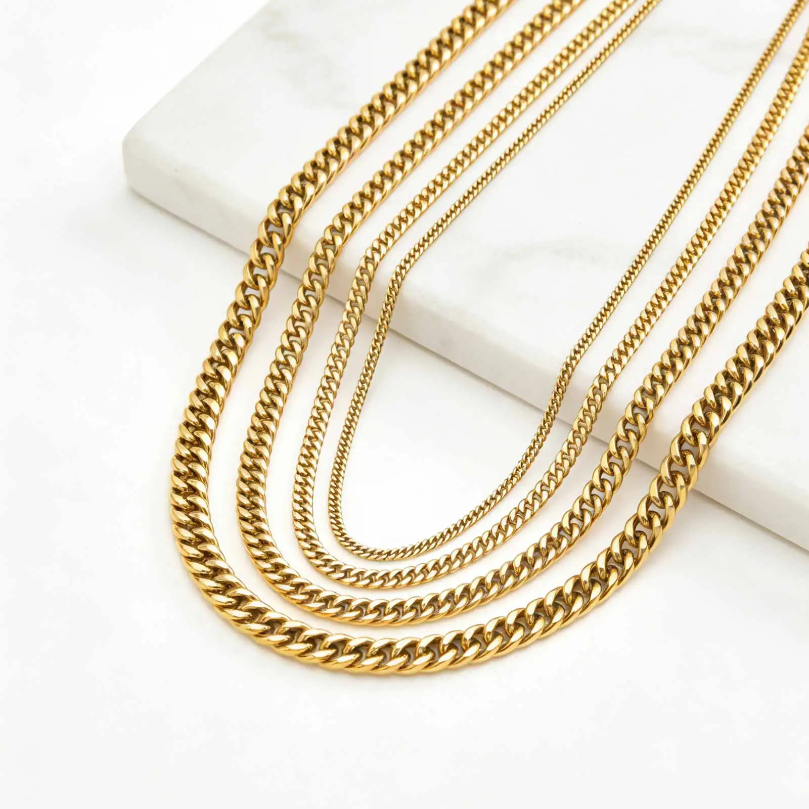 Punk Classic 3/5/7/9mm Width Cuban Chain Stainless Steel Necklace for Men Male H