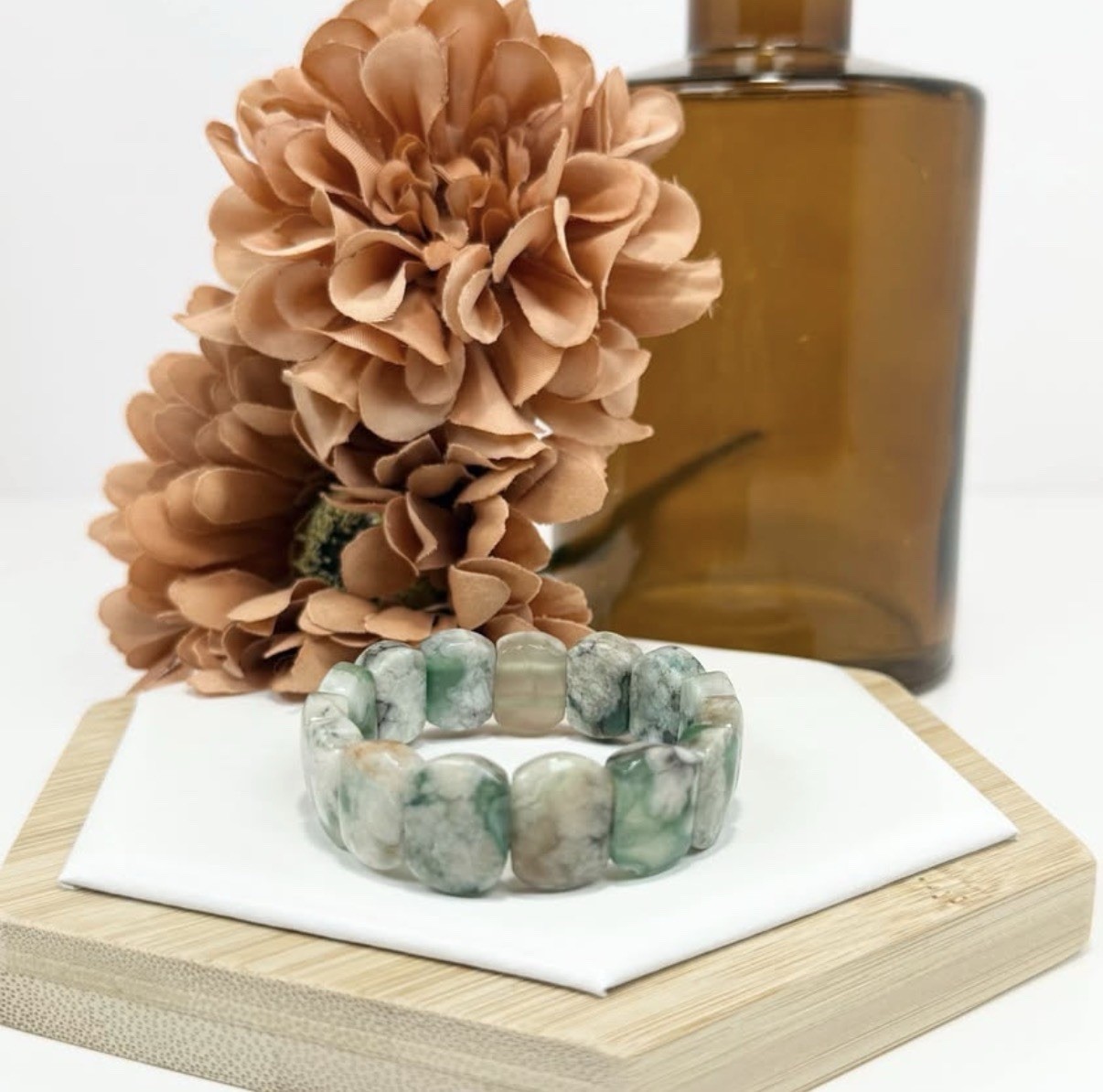 Flower Agate Green Soft Bangle 16MM