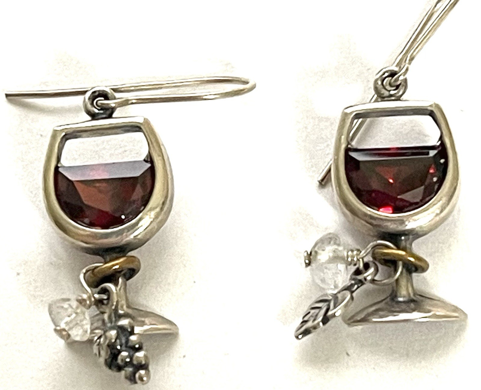 Silpada Sterling Silver Red Wine Glass Charms Dangle Earrings. (465)