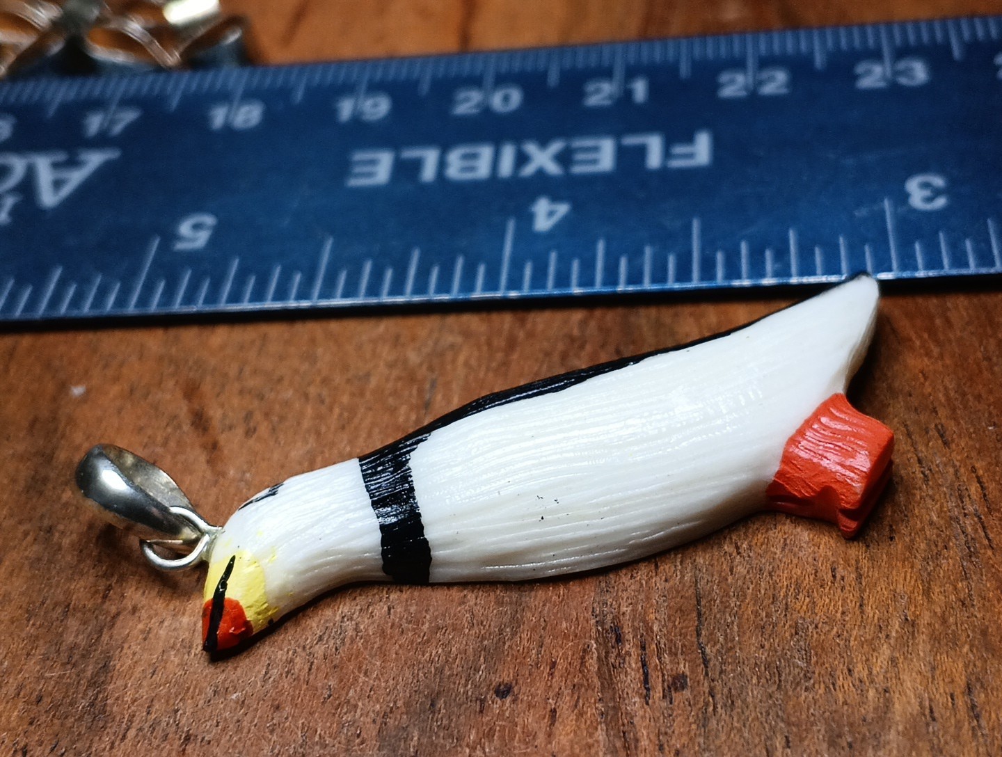 HANDMADE CARVED WATER BUFFALO BONE PUFFIN BIRD ALASKA BONEYARD COLLECTION