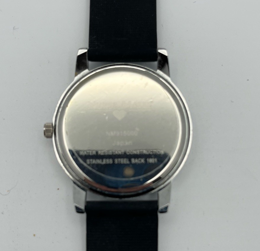 Nurse Mates Wrist Watch Silver W/Black Band, Not Tested & Needs Battery.