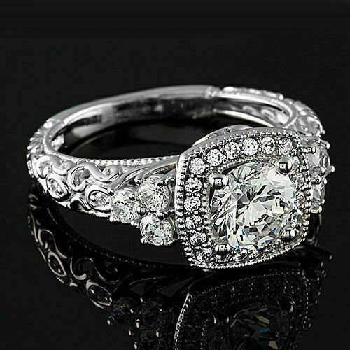 1.35Ct White Round Cut CZ Engagement Wedding Ring In Solid 925 Sterling Silver
