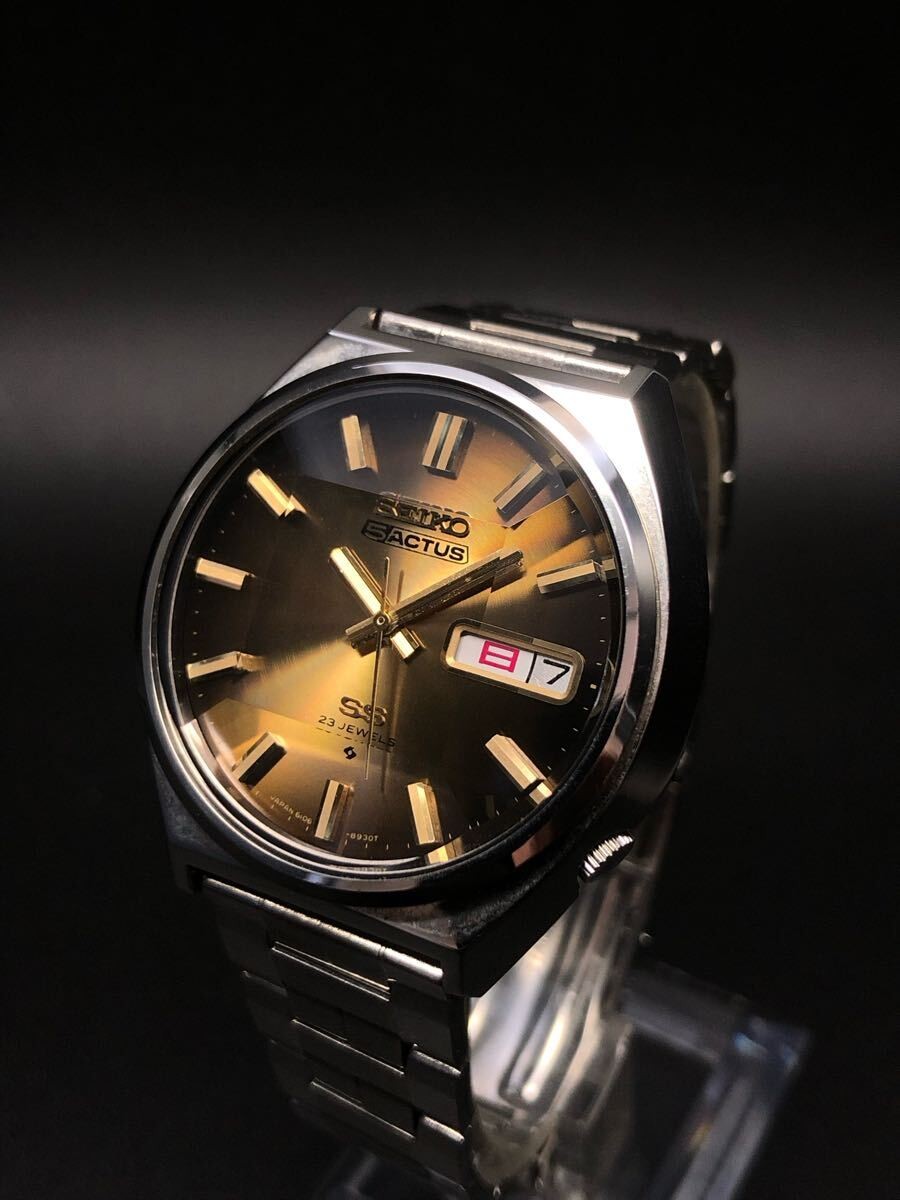 [B1P] SEIKO 5 Actus Faceted Cut Glass 1975 Vintage Automatic Watch [y7x]