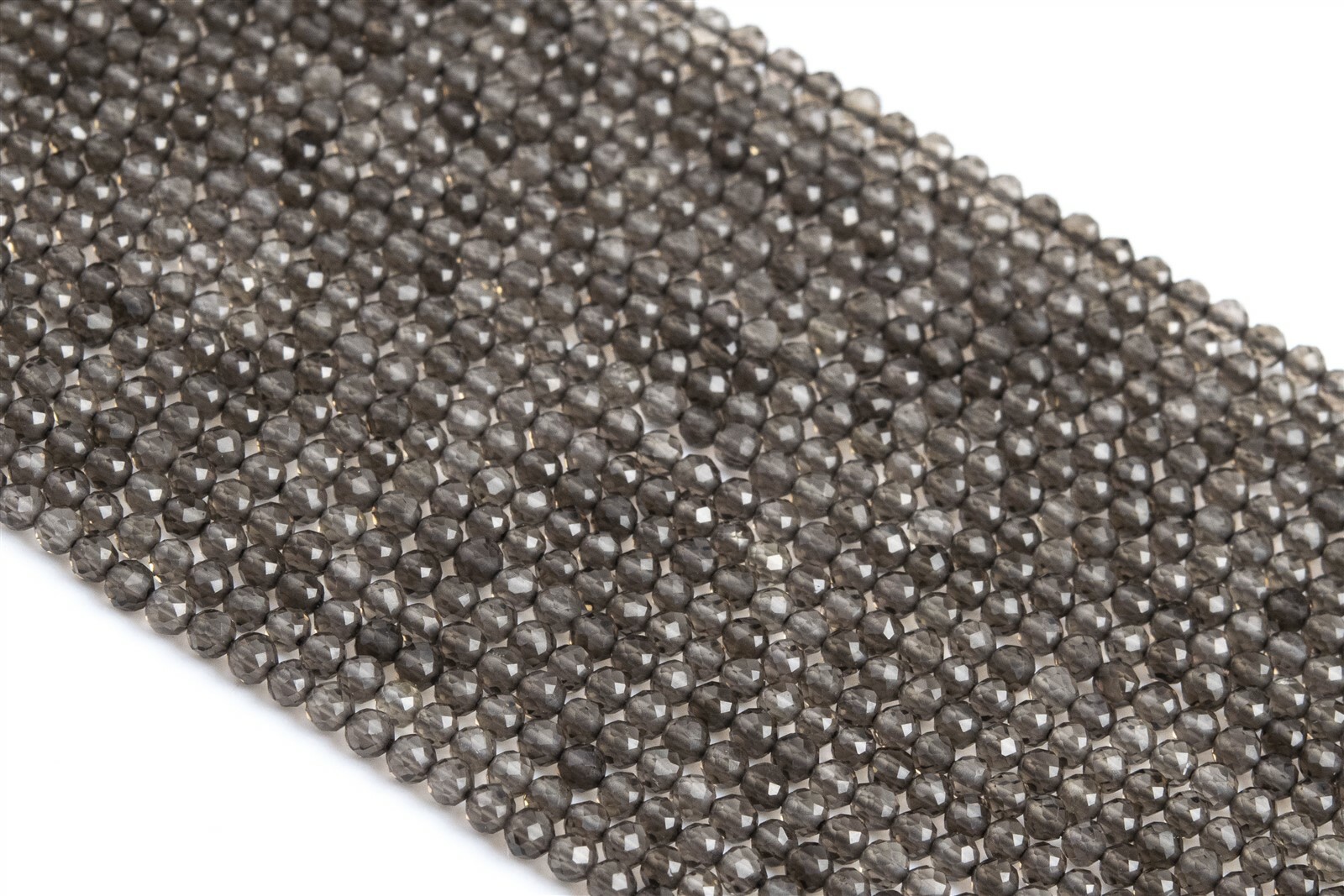 2MM Genuine Natural Smoky Quartz Beads AA Faceted Round Loose Beads 15″