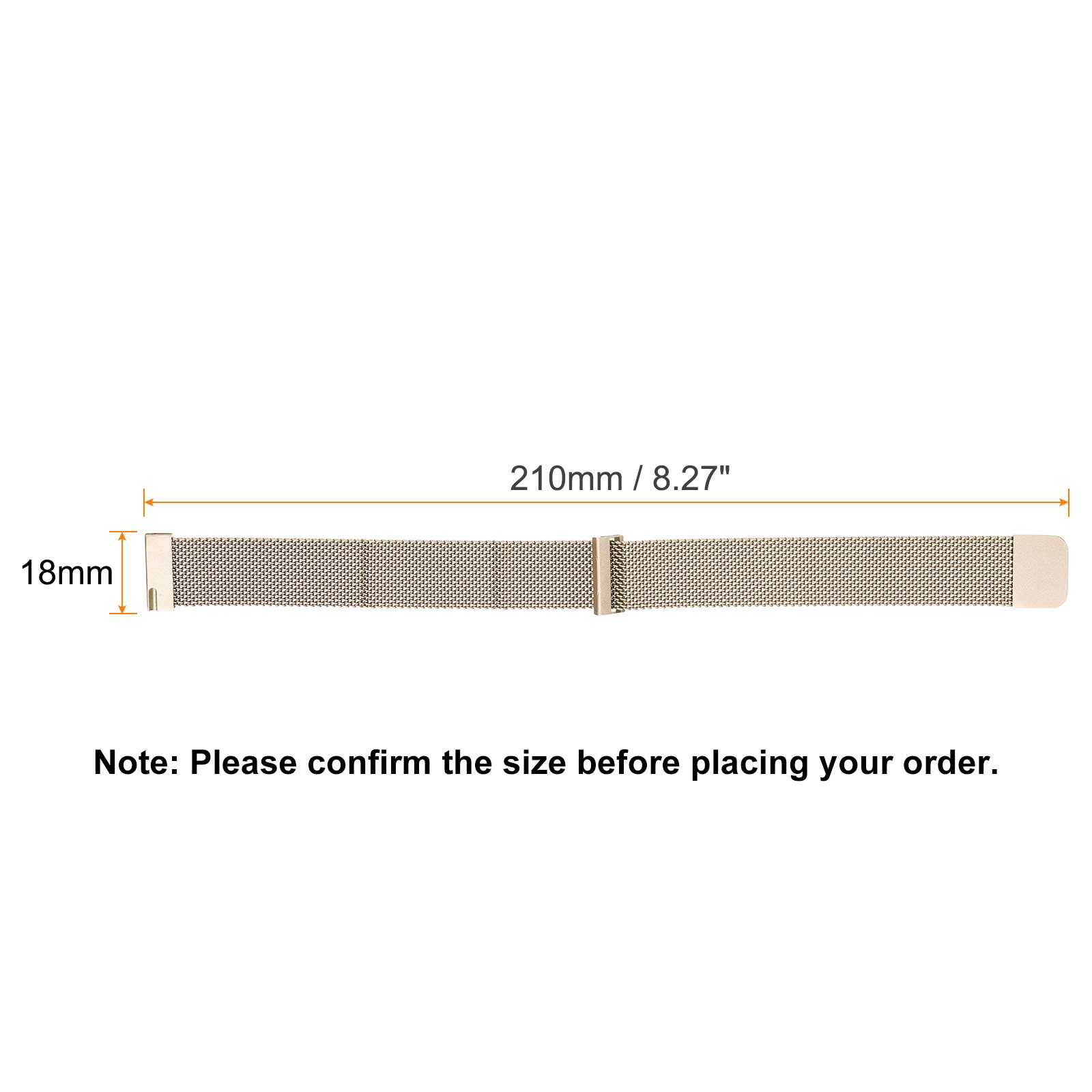 18mm Stainless Steel Mesh Watch Band with Magnetic Buckle Vintage Gold