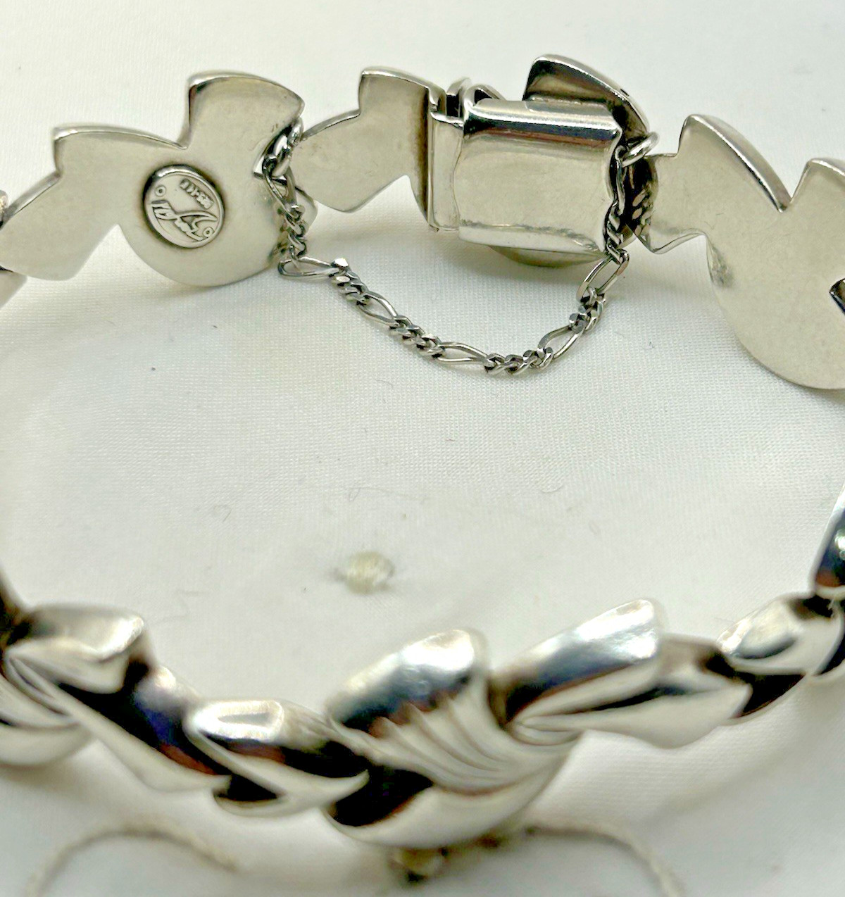 ZANFELD Sterling Silver 14K Gold Panel Bracelet 7.5″ Long with Safety Chain