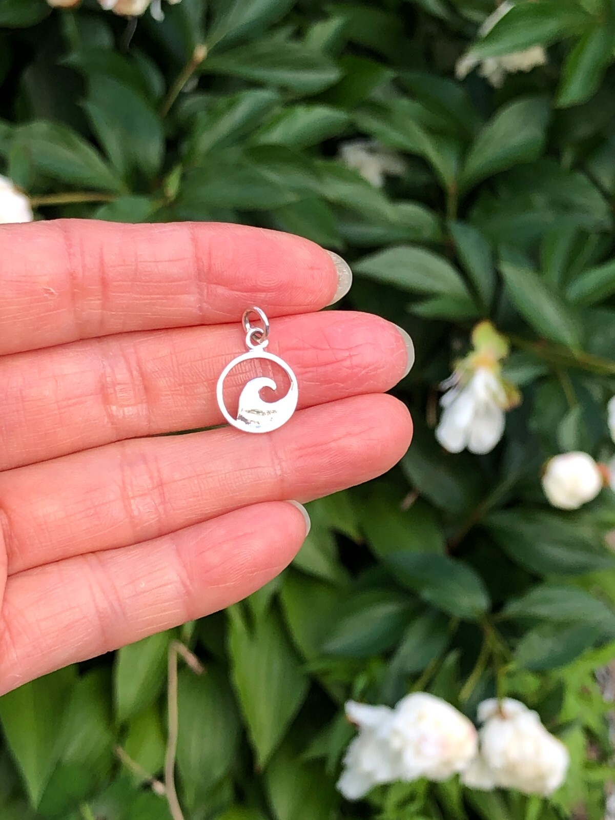 925 Sterling Silver Ocean Wave Pendant TINY Charm Women 11.8mm(0.46″)/19mm0.75″