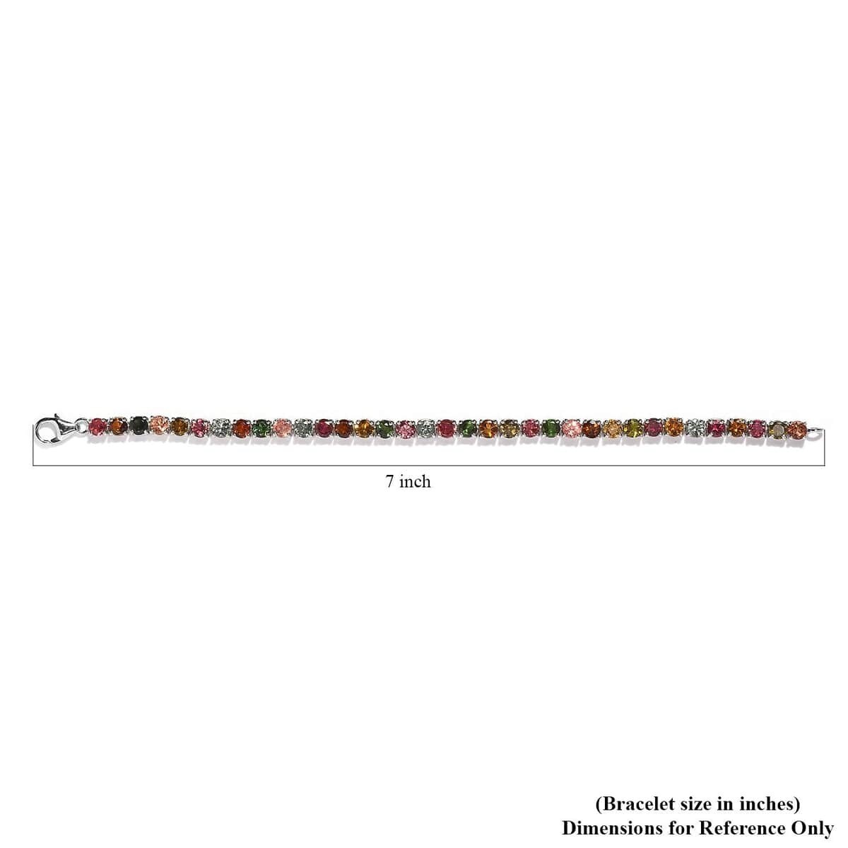 Multi-Tourmaline Tennis Bracelet in Platinum Over Sterling Silver (6.50 In) 8.50