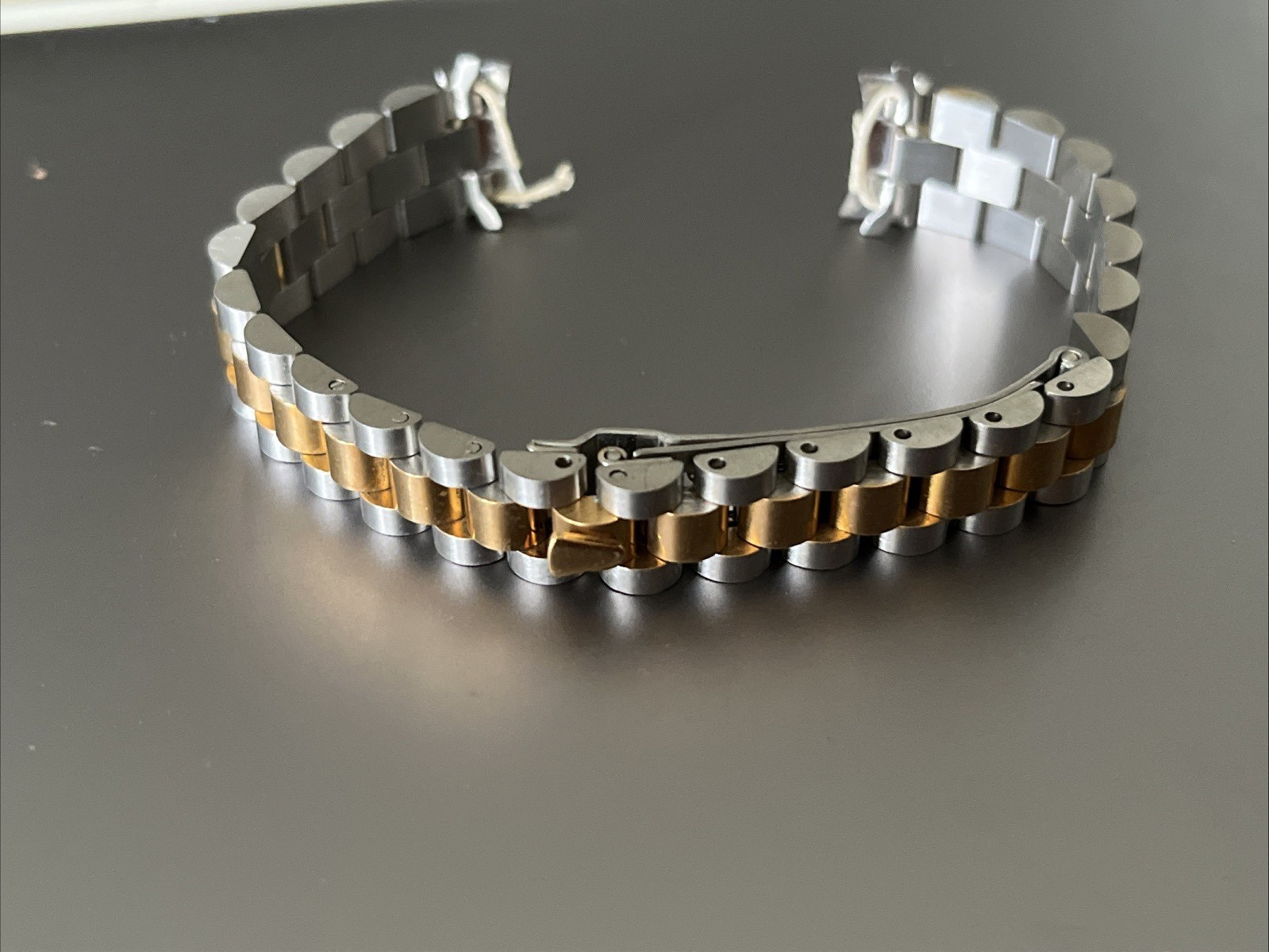 13 mm Watch Bracelet President S/ Steel Two-Tone Mat/Polish Hidden Folding Clasp