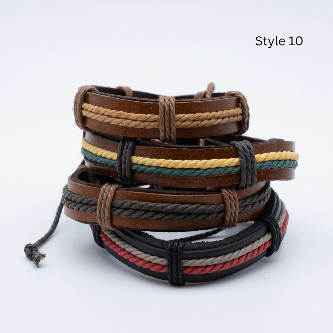Handmade Woven Leather Bracelet Men Women Braided Studded Wrap Charm Bulk USA