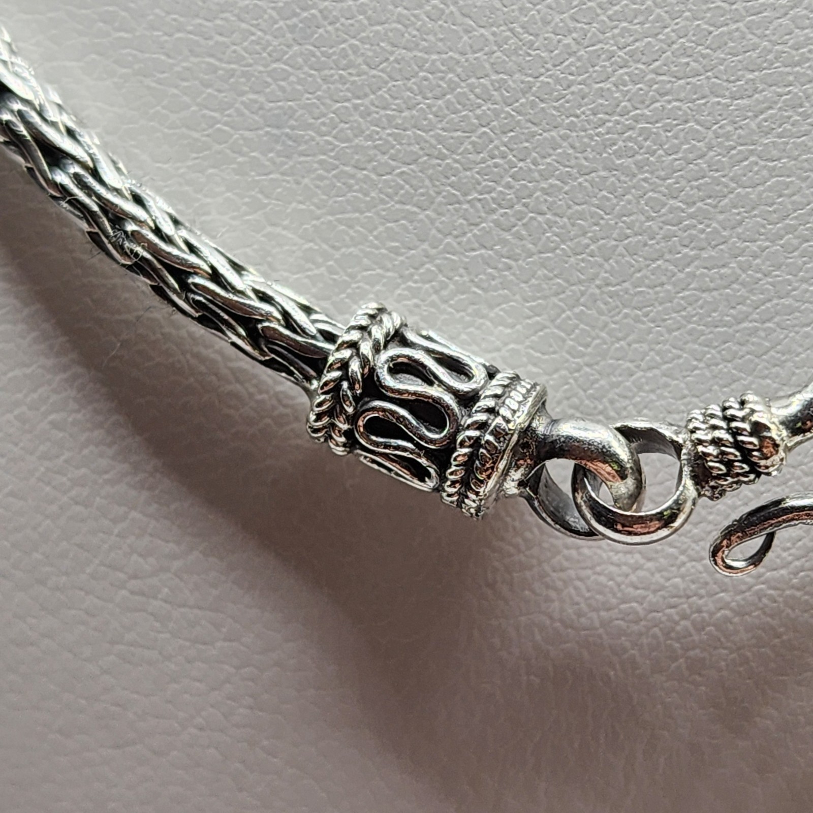 925 NEW Sterling Silver Oxidized Bali Foxtail Chain 18″ 2.5mm Width