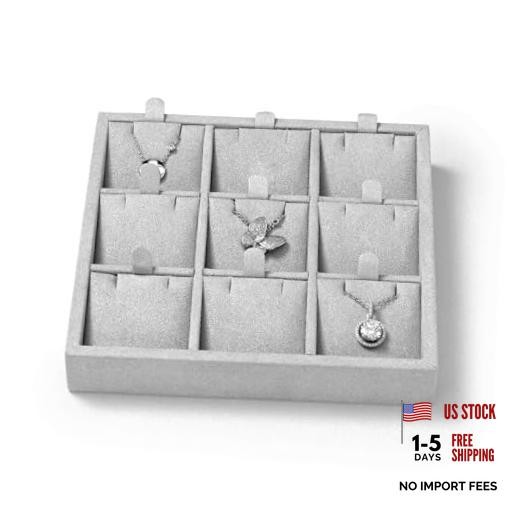 Microfiber 9 Slots Jewelry Pendant Display Tray Travel Modular Jewelry P13512
