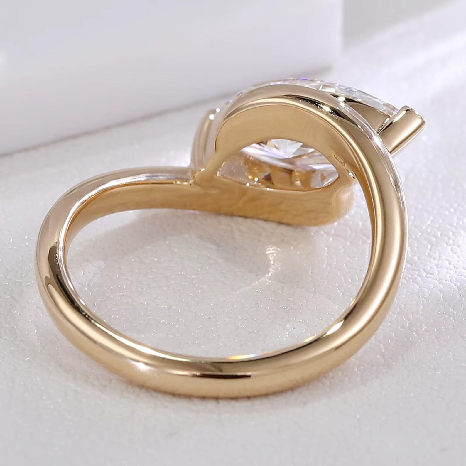 2.00 Ct Marquise Cut Lab Grown Diamond Bypass Shank Engagement Ring IGI 14k Gold