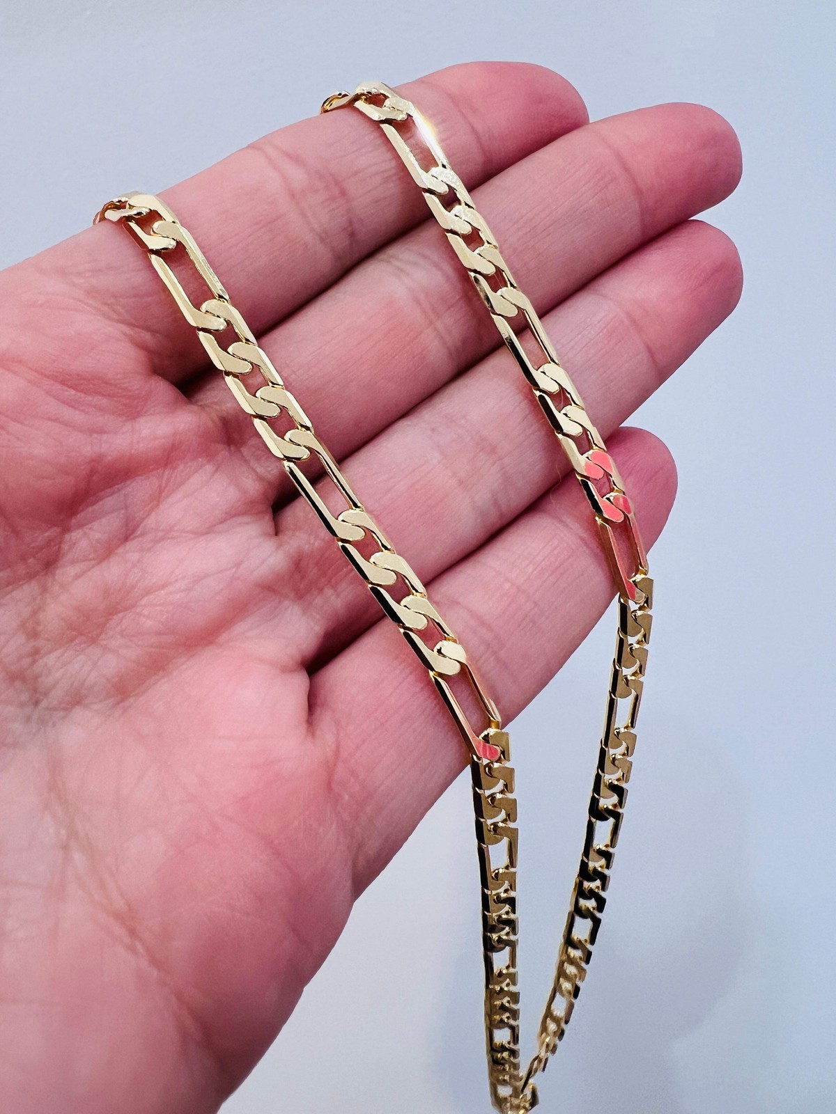 Gold Filled 4mm Flat Figaro Chain | 18K Gold-Filled – 18″ to 24″ Unisex Necklace