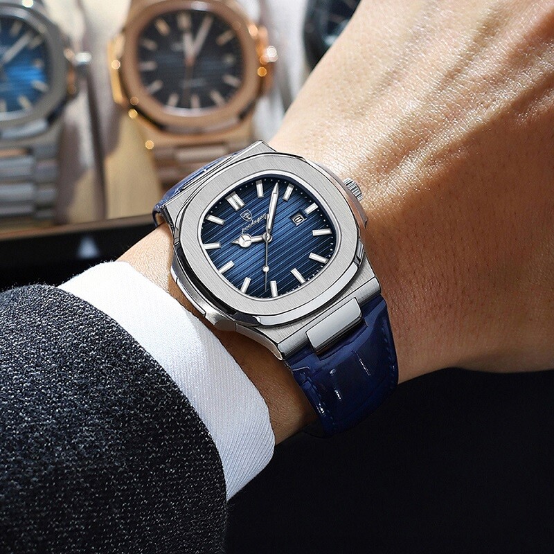 POEDAGAR Luxury Analog Men’s Watch Waterproof Luminous Leather Quartz Wristwatch