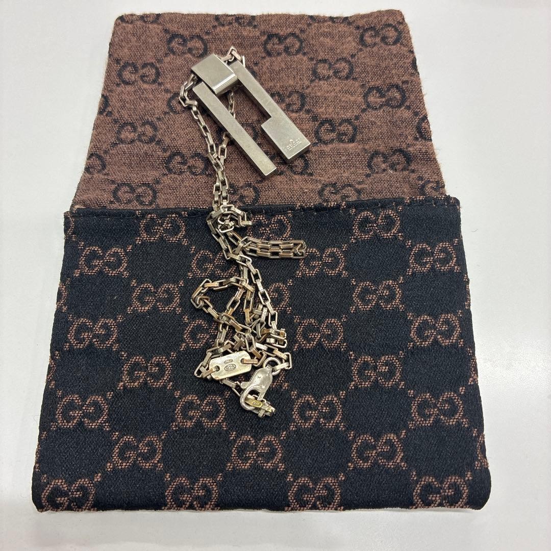 GUCCI G Logo Plate Necklace, Silver 925, Stamped