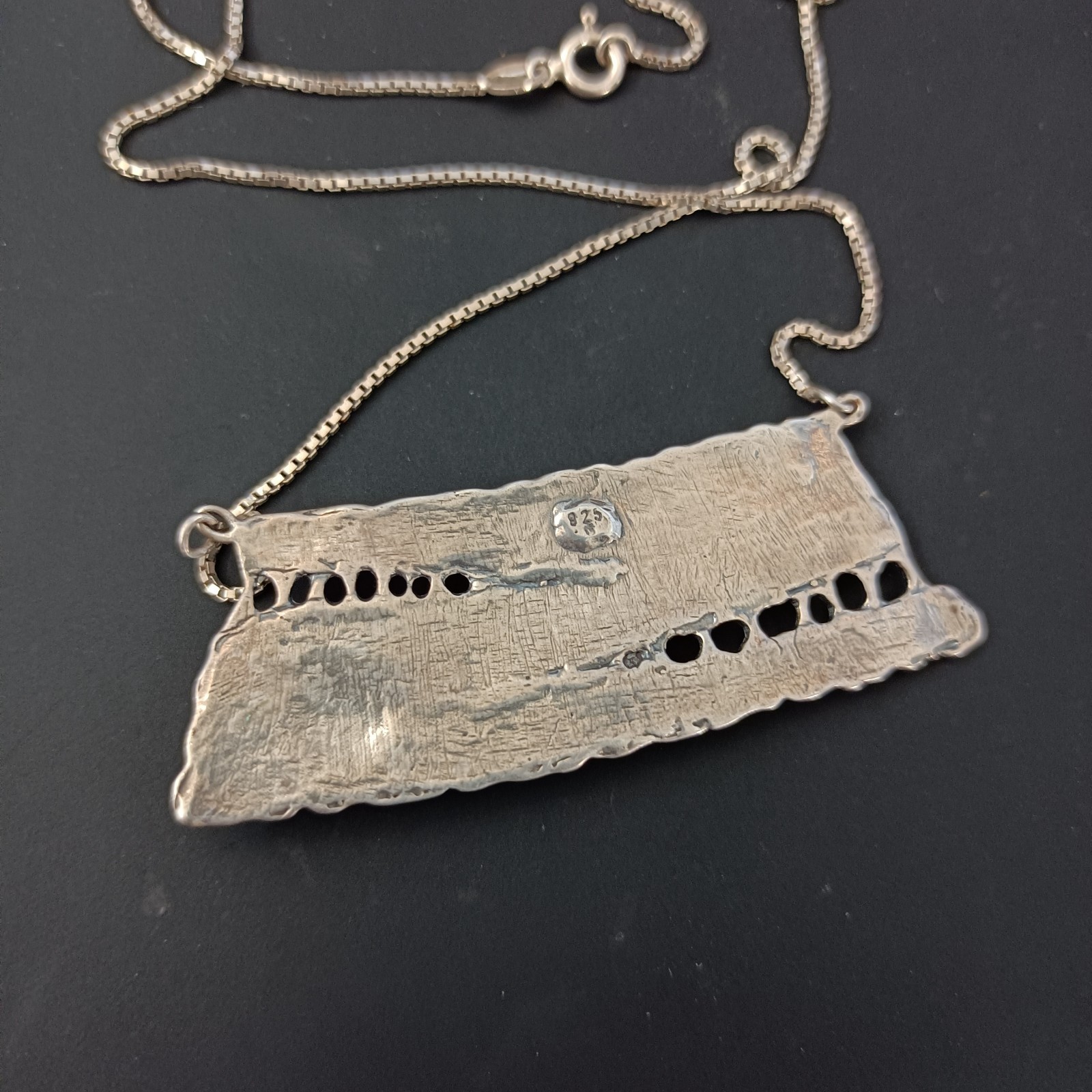 Modernist Silver Necklace Israel Artisan Onyx Abstract Expressive Studio Vintage