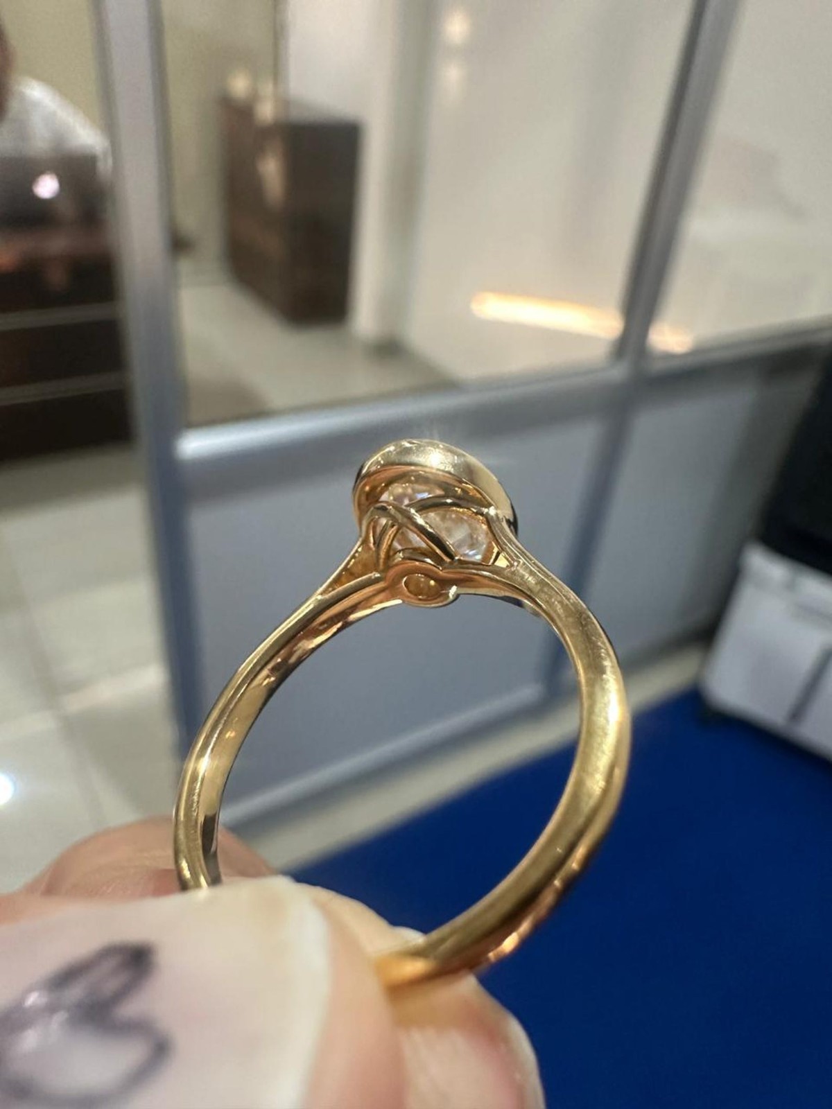 3 CT Oval Moissanite Engagement Ring 14K Yellow Gold Bezel Set