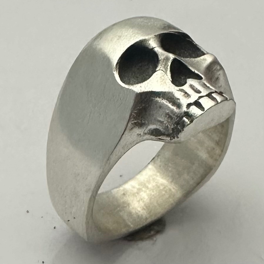 MJG STERLING SILVER KR SKULL RING-SATIN FINISH. 17.5 GRAMS- Size 10