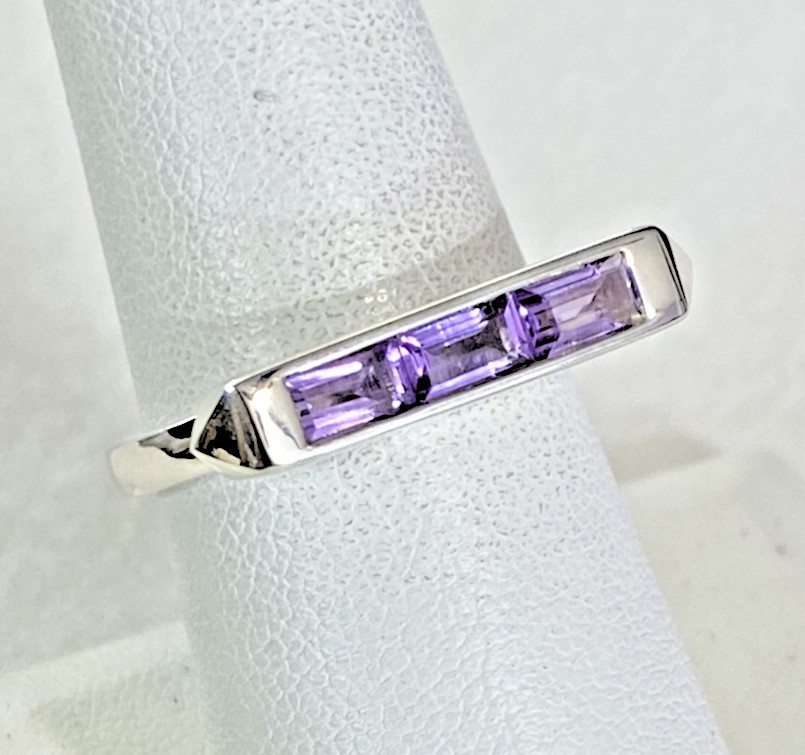 Kit Heath Lavender Amethyst Manhattan Bar Ring Sterling Silver Size 8 NWT 4g