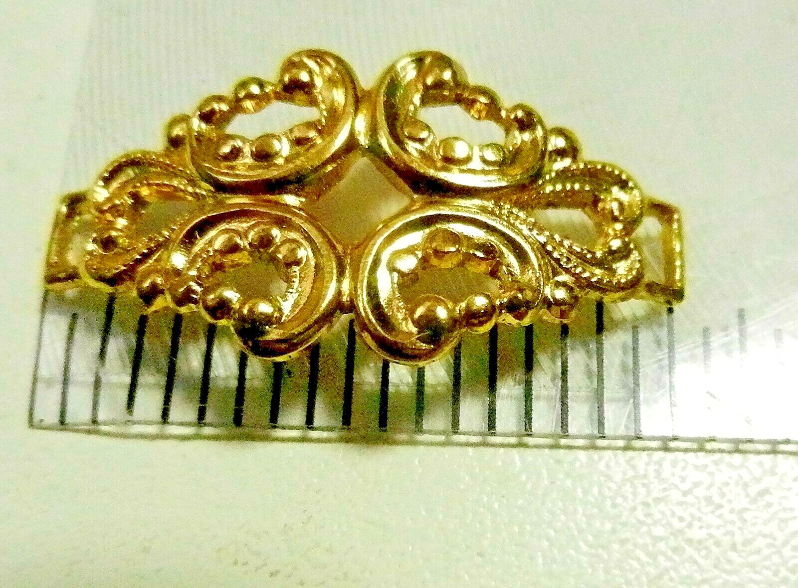 Set of 10 Embossed Stamped Open Work Arched LINKS Findings-New Vtg Shiny Brass