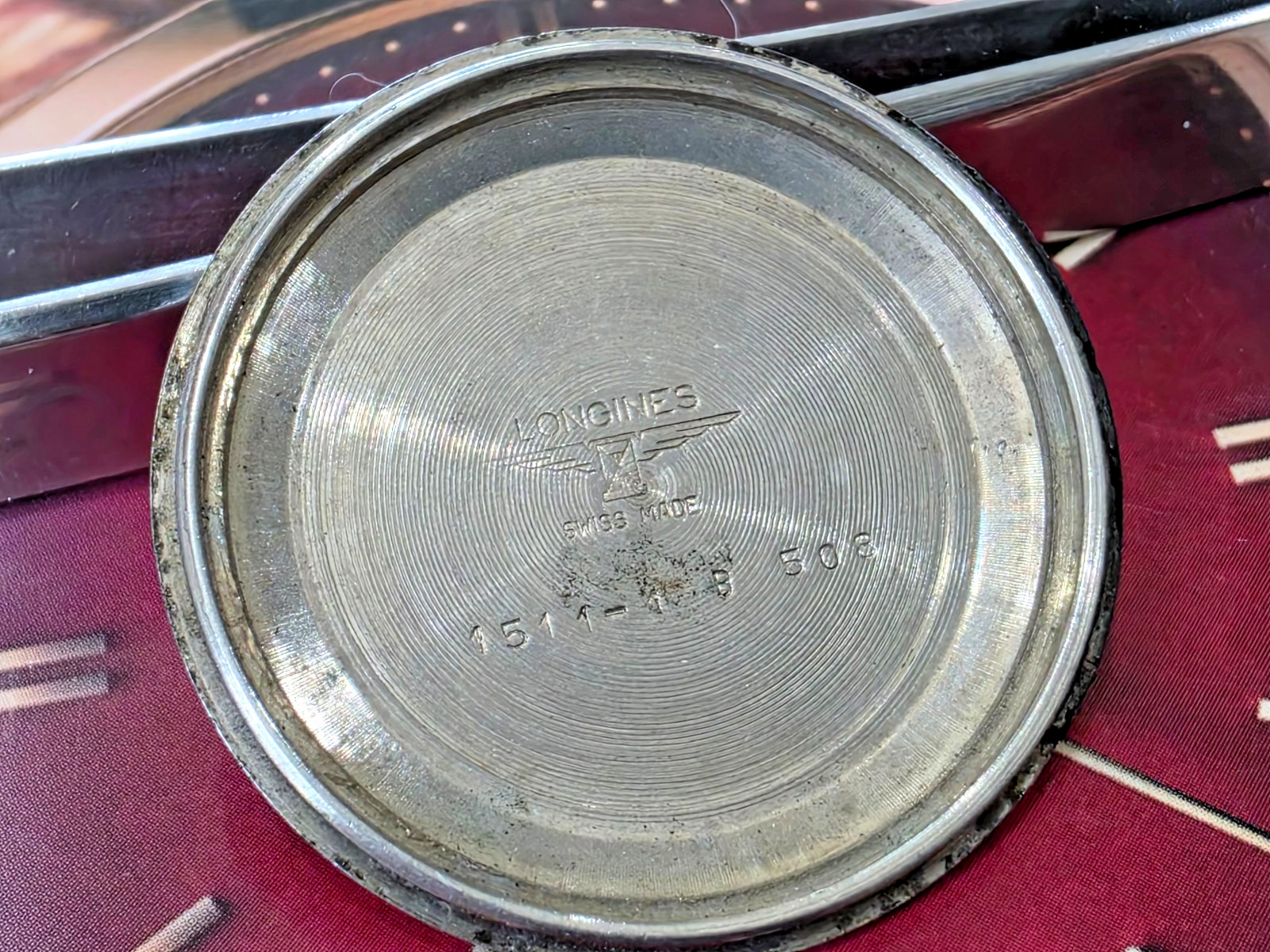 Used Longines 1511 -1 b 508 Vintage Watch Case Back For Parts.