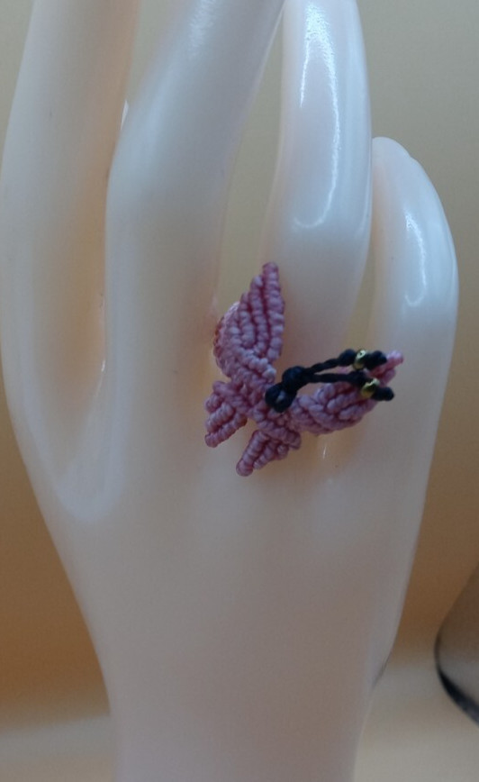Women’s Ring Woven Macramé Thread Butterfly Design