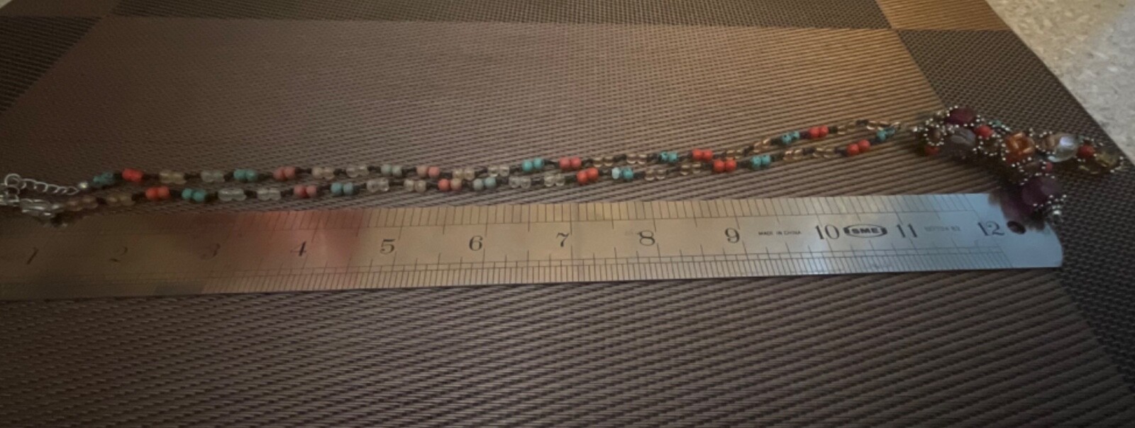 Handmade Beaded Multi Colour Necklace with Pendant approx 24inch