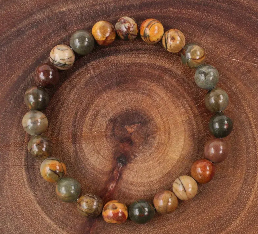 Natural Mens Stretch Bracelet, Amulent wooden Unscented Solid Stretch Jewelry
