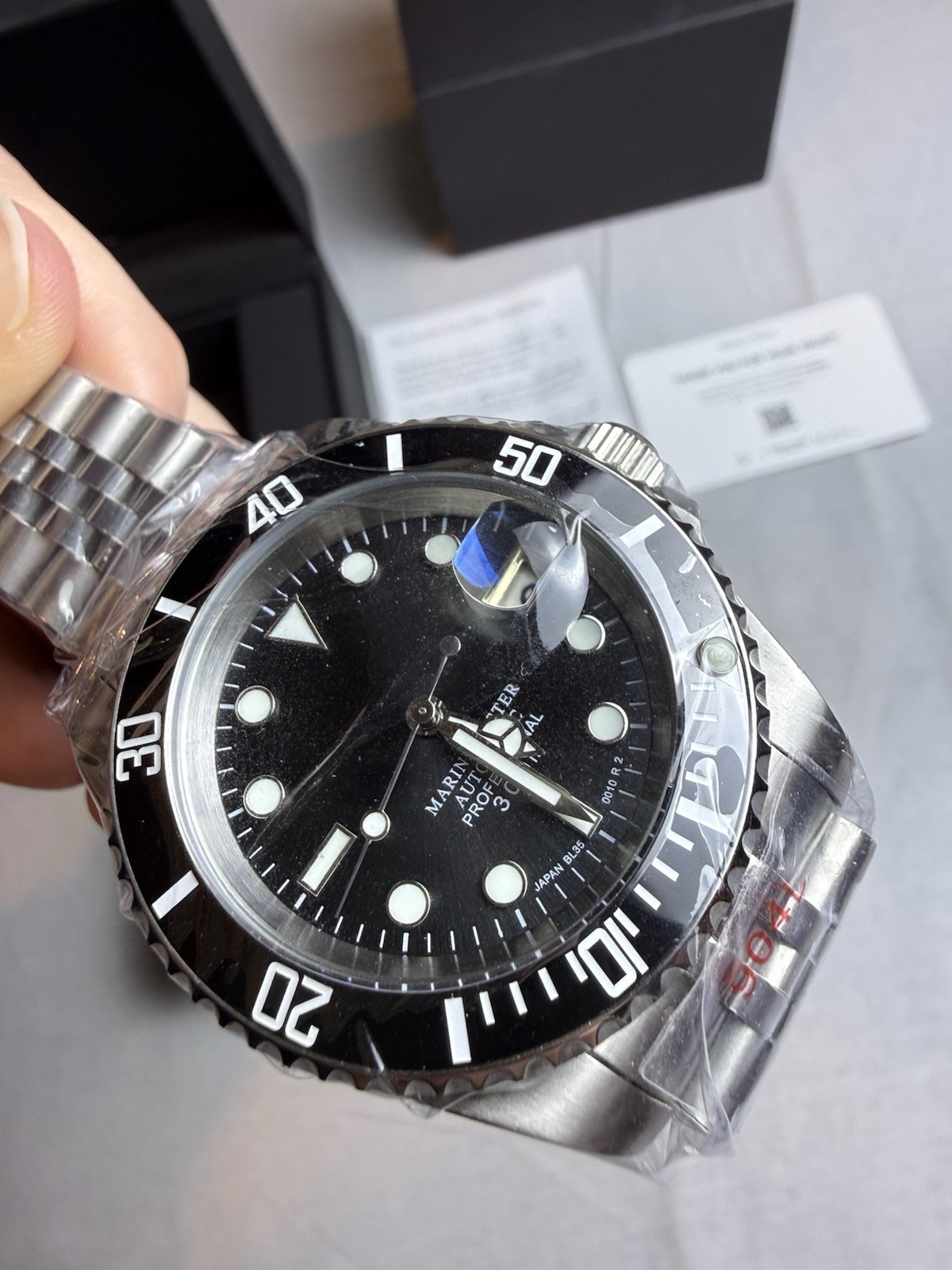 Custom Hand-Built NH34 Automaic GMT Watch MOD Marine Master Japan BL35