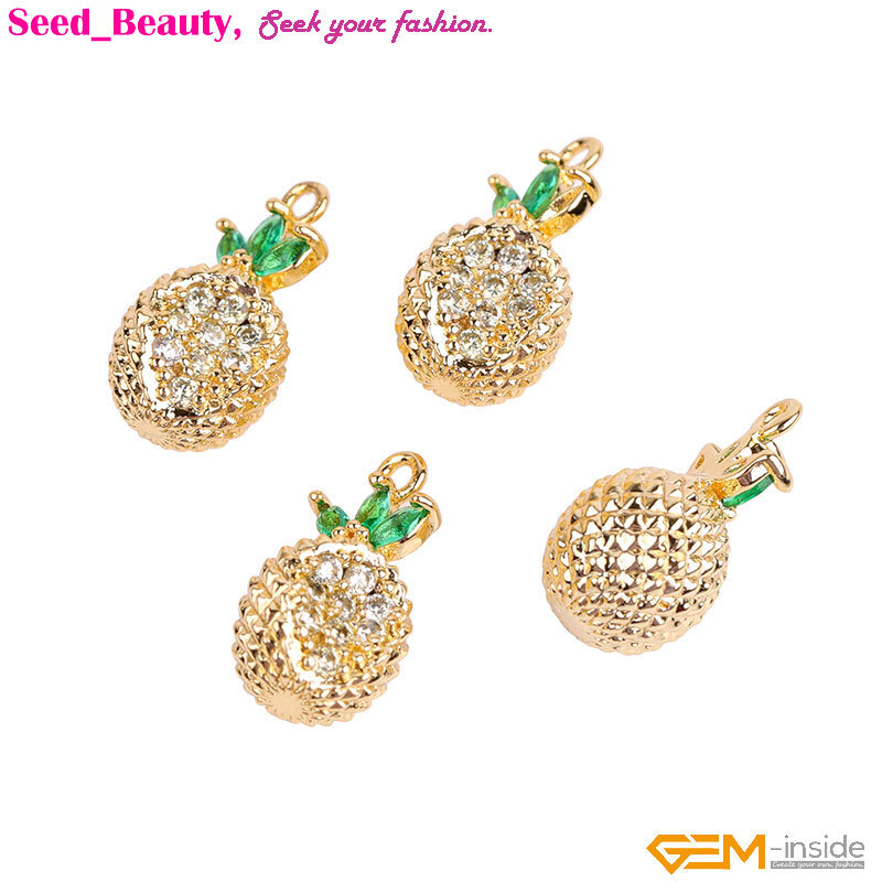 18k Gold Filled Plant Fruit Crystal Charm Pendant Bead Jewelry Making Not plated