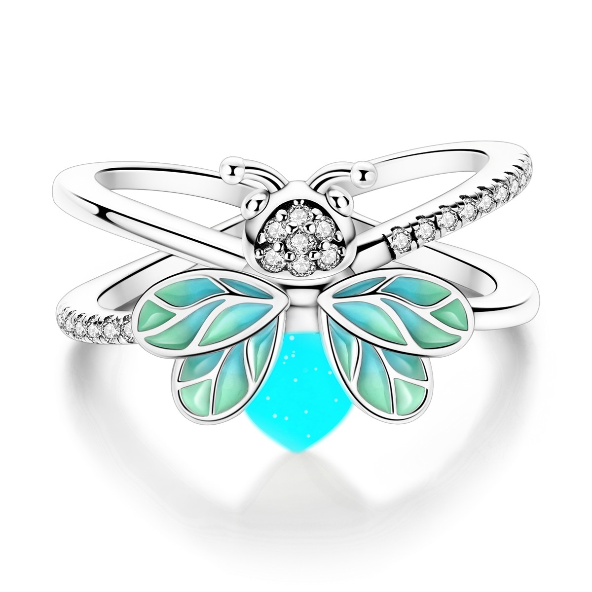 LAZA 925 Sterling Silver Finger Ring Summer Night Luminous Firefly Women Jewelry