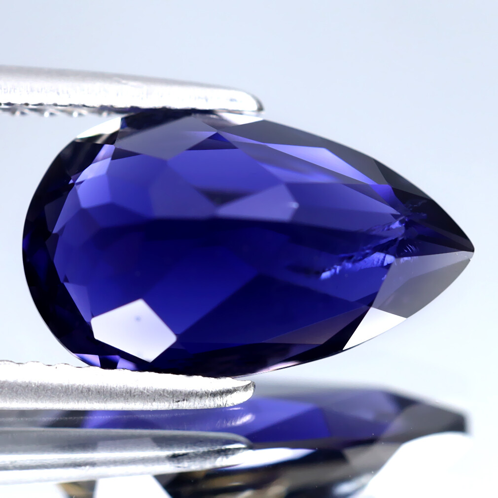 3.31 ct Topnotch Pear Cut (13 x 8 mm) (Un-Heated) Vivid Blue Iolite Gemstone