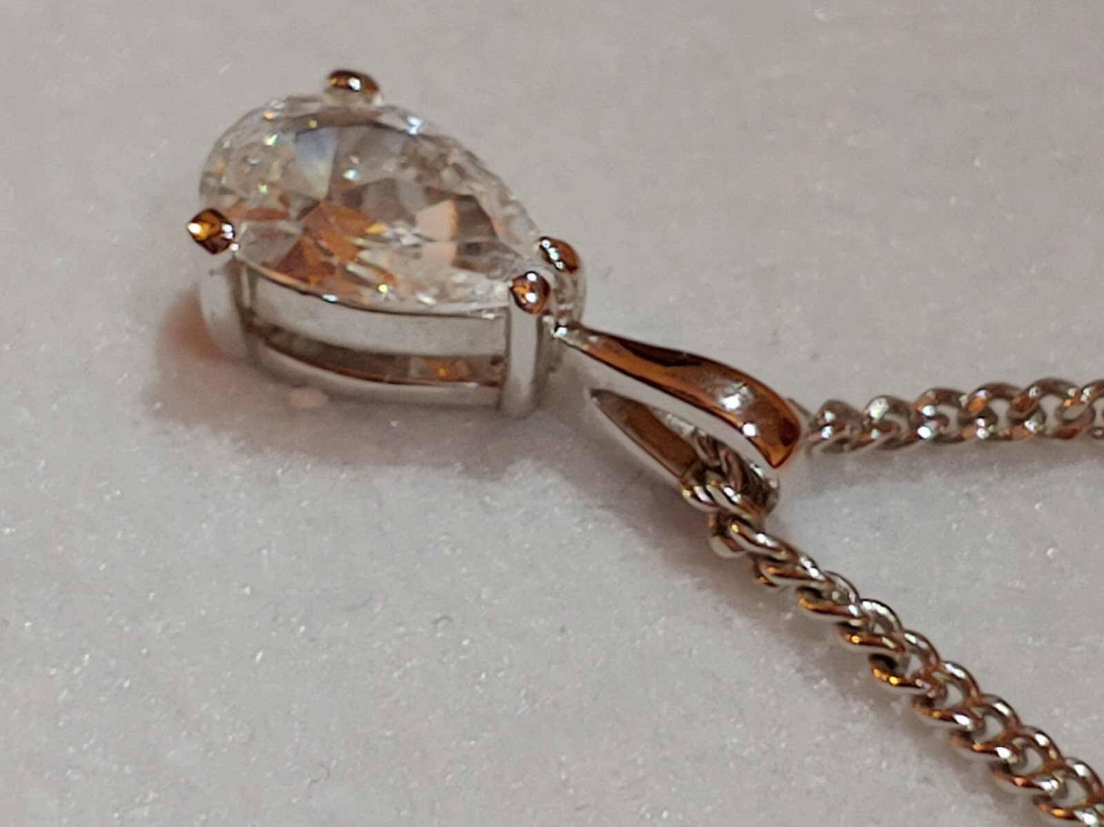D’Orlan – Necklace / 1/2 in Long Pendant with Swarovski Crystal – 15 in Chain